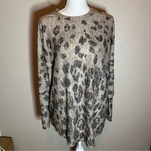 Westbound Tan and Cream Relaxed Long Sleeve Blouse